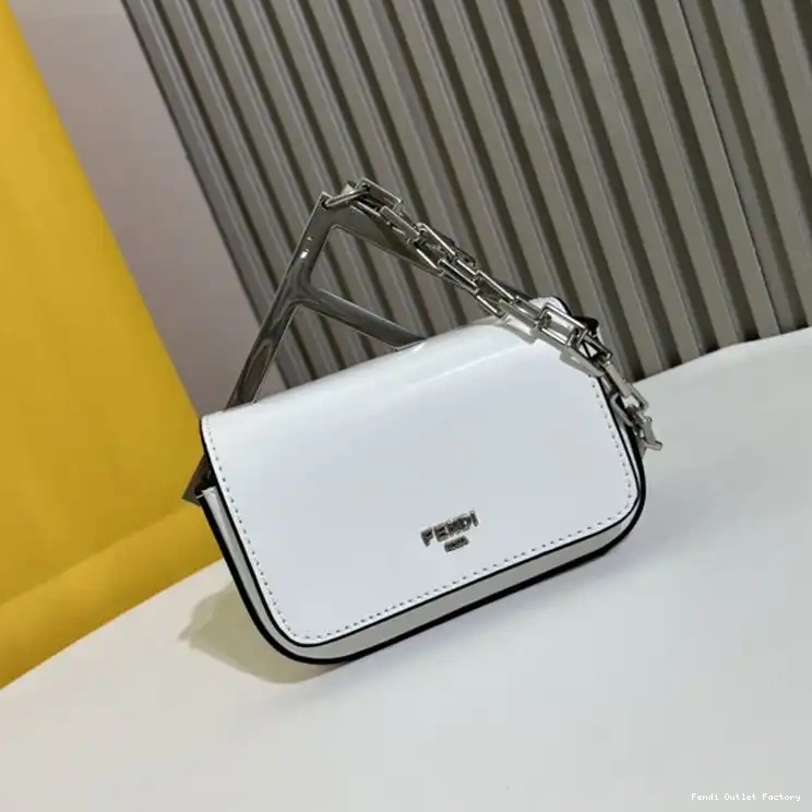 Affordable HOT White Fendi Calf In F Bag Leather Nano 0616